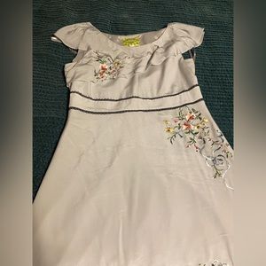 Gray Anthropologie Floreat Formal Dress with floral embroidery